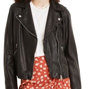 NWOT Madewell Washed Black Leather Moto Jacket Size XS X Small